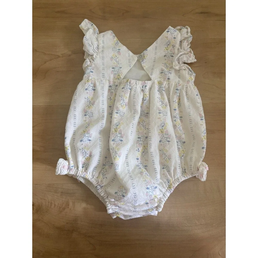 Tommy Bahama Baby Girls 6-9M Cotton Floral Knit Romper Sleeveless Lace
